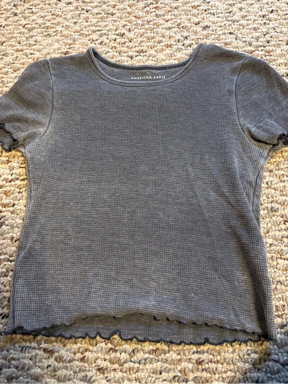 American Eagle Charcoal Gray Waffle Knit Tee